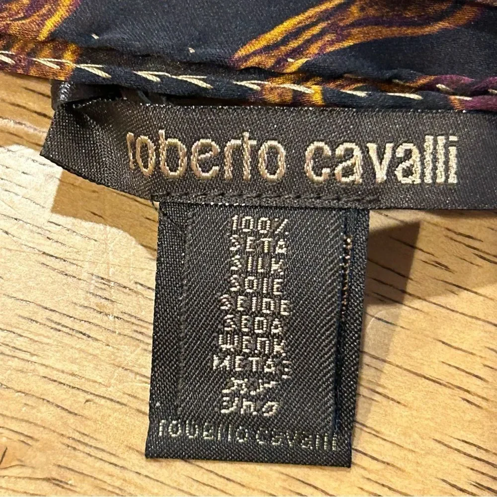 NWT Roberto Cavalli‎ 100% Silk Scarf